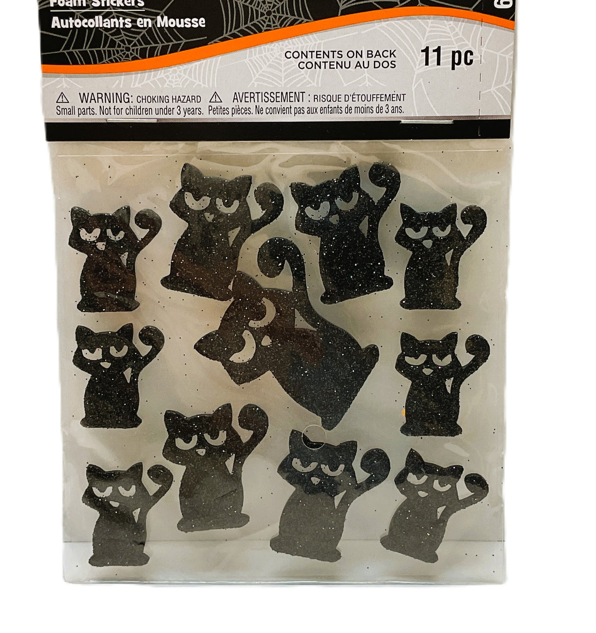Michaels Halloween Craft Supply - Glitter Black Cat Foam Sticker 11pc