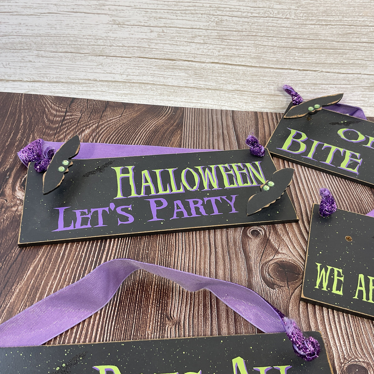 OWI Halloween Decor - Clearance Bat Theme Signs 4pc Set