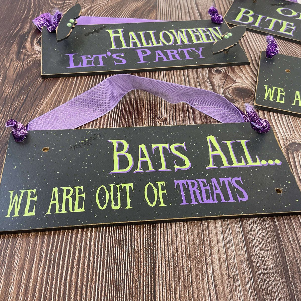 OWI Halloween Decor - Clearance Bat Theme Signs 4pc Set