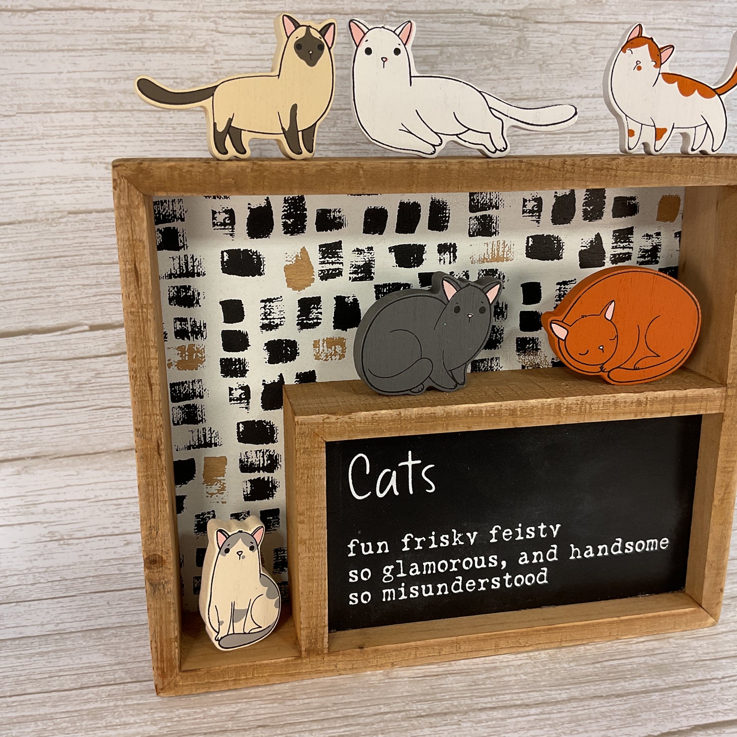 Home Pet Decor - Chunky Cat Diorama Box Sign 7pc Set