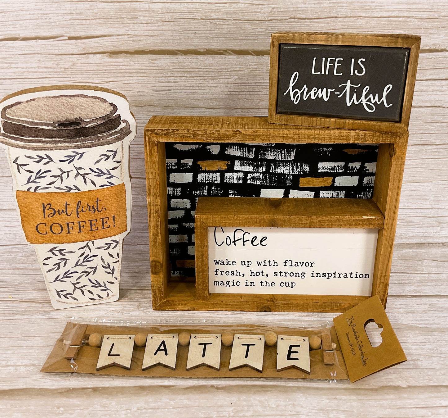 Home Decor - Coffee Bar Diorama Box Sign 4pc Bundle Set