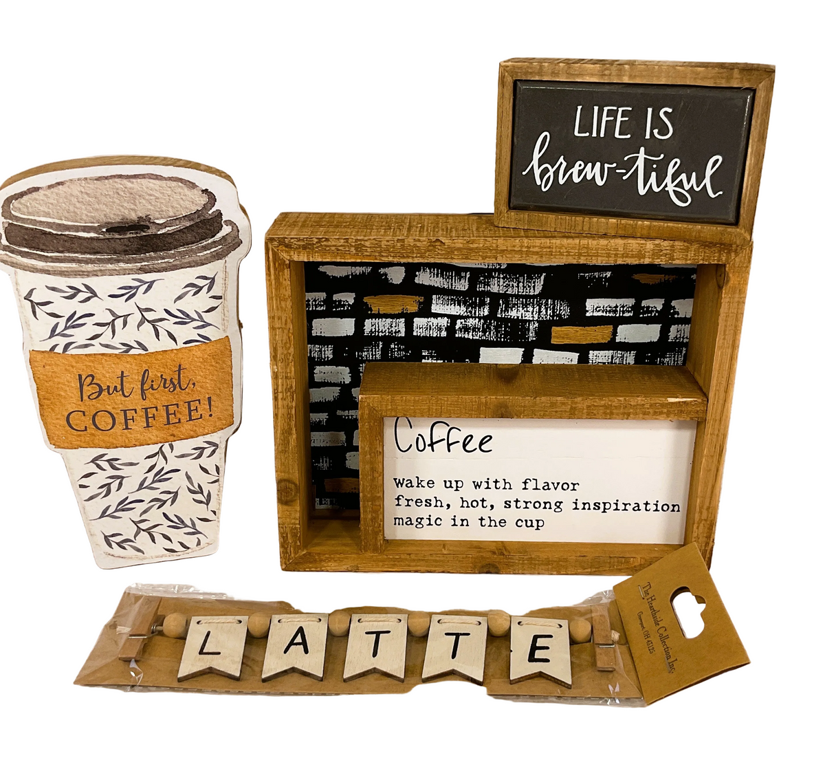 PBK CWI Home Decor - Coffee Bar Diorama Box Sign 4pc Bundle Set