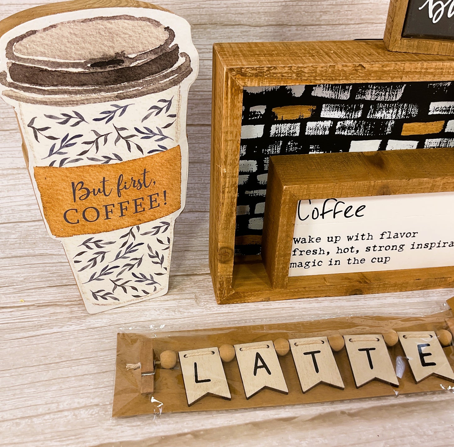Home Decor - Coffee Bar Diorama Box Sign 4pc Bundle Set