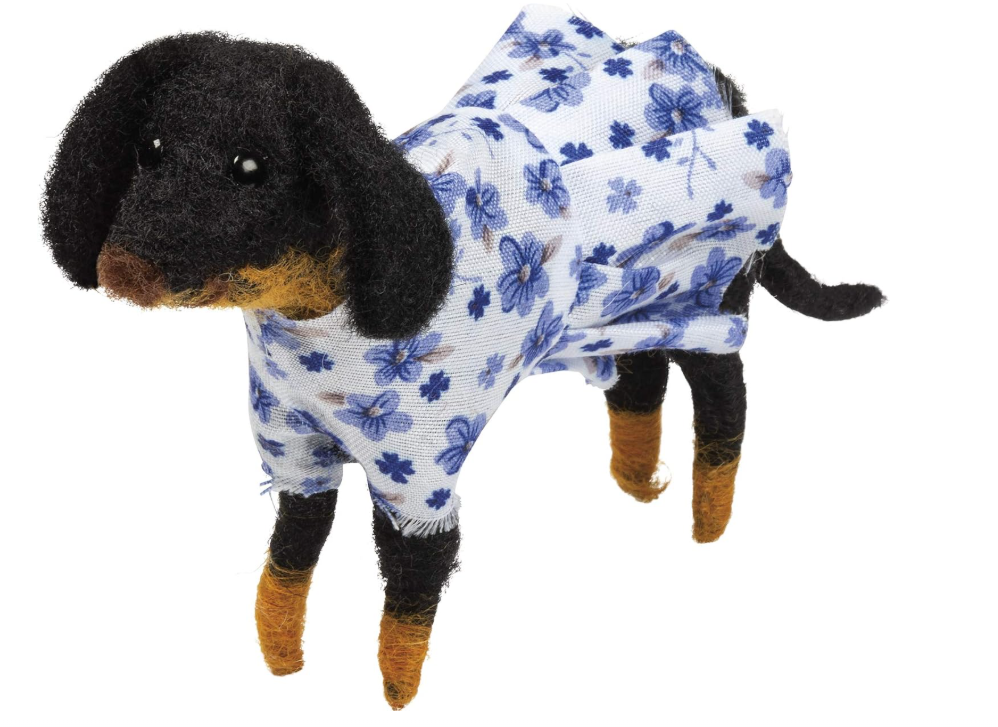 PBK Home Pet Decor - Felt Dog Couple in Shirt Dress and Glasses 2pc Set
