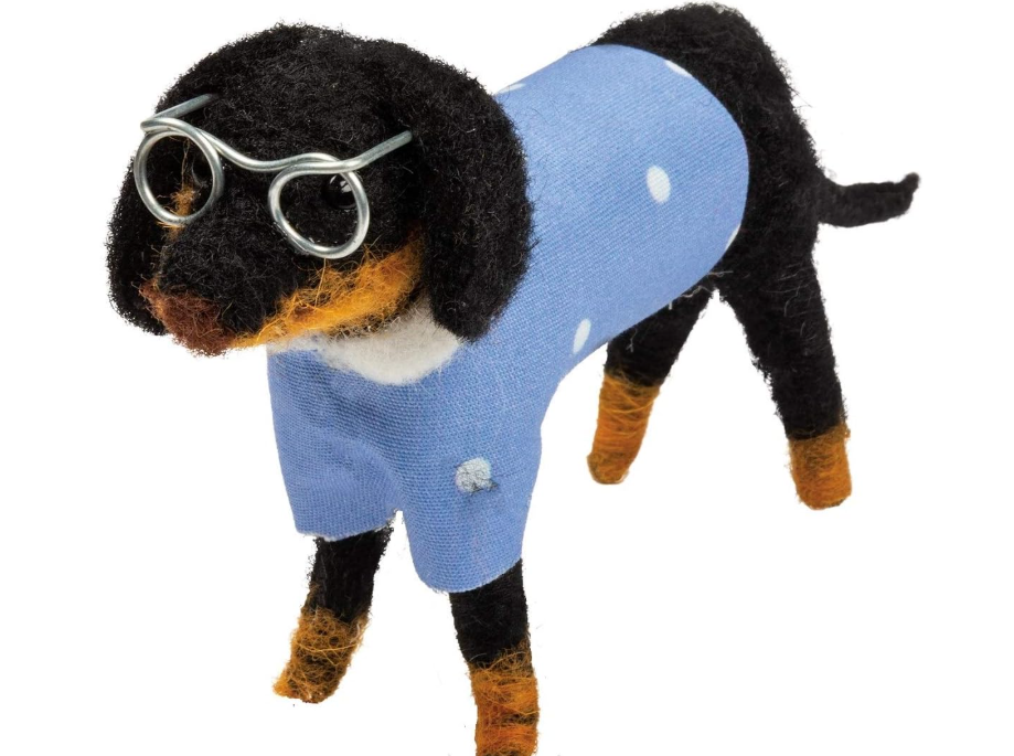 PBK Home Pet Decor - Felt Dog Couple in Shirt Dress and Glasses 2pc Set