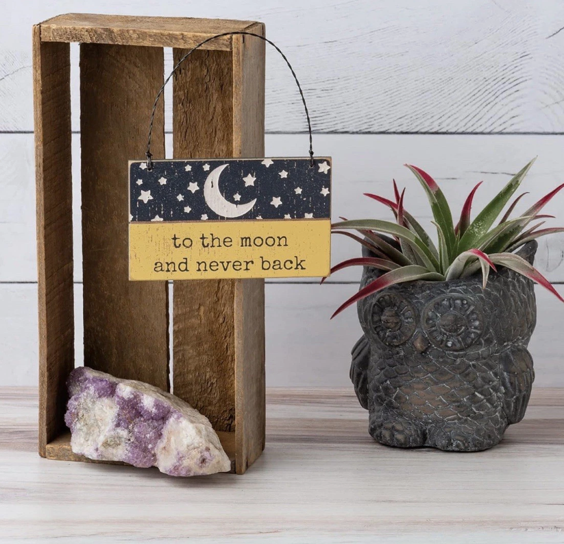 PBK Home Decor - To The Moon And Never Back Debossed Small Ornament Sign