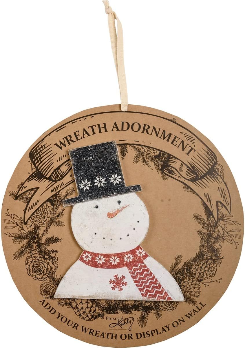 PBK Christmas Decor - Prim Snowman Wreath Insert Sign