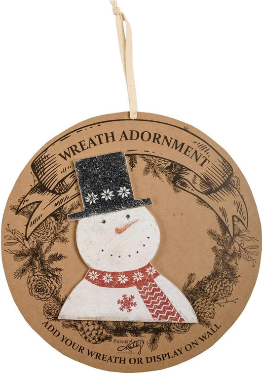PBK Christmas Decor - Prim Snowman Wreath Insert Sign