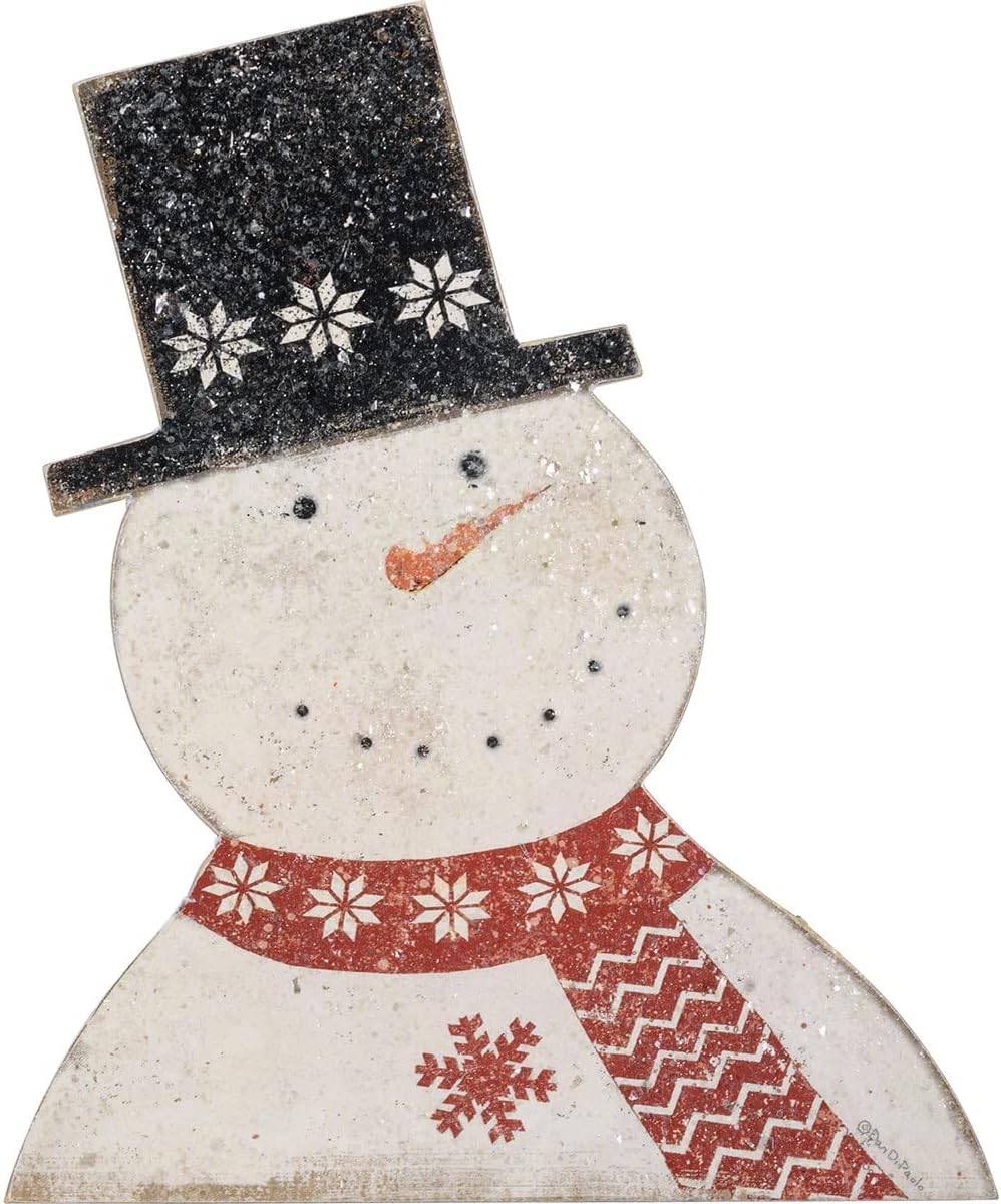 PBK Christmas Decor - Prim Snowman Wreath Insert Sign