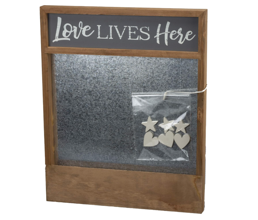 PBK Home Decor - Farmhouse Love Lives Here Magnet Bulletin Board Sign