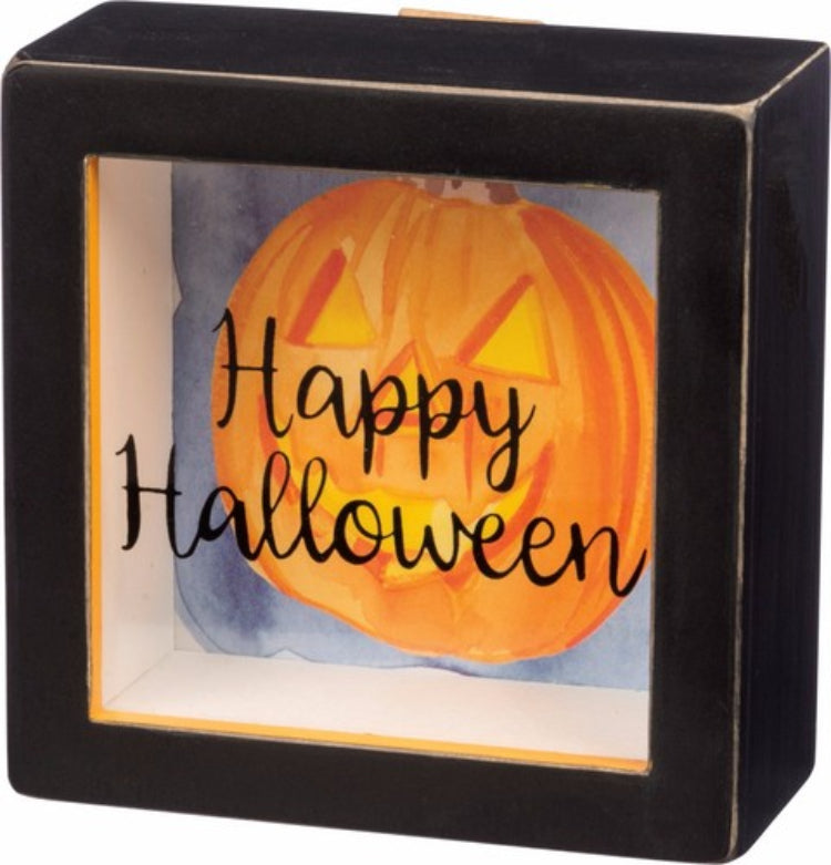 PBK Halloween Decor - Happy Pumpkin Glass Shadow Box