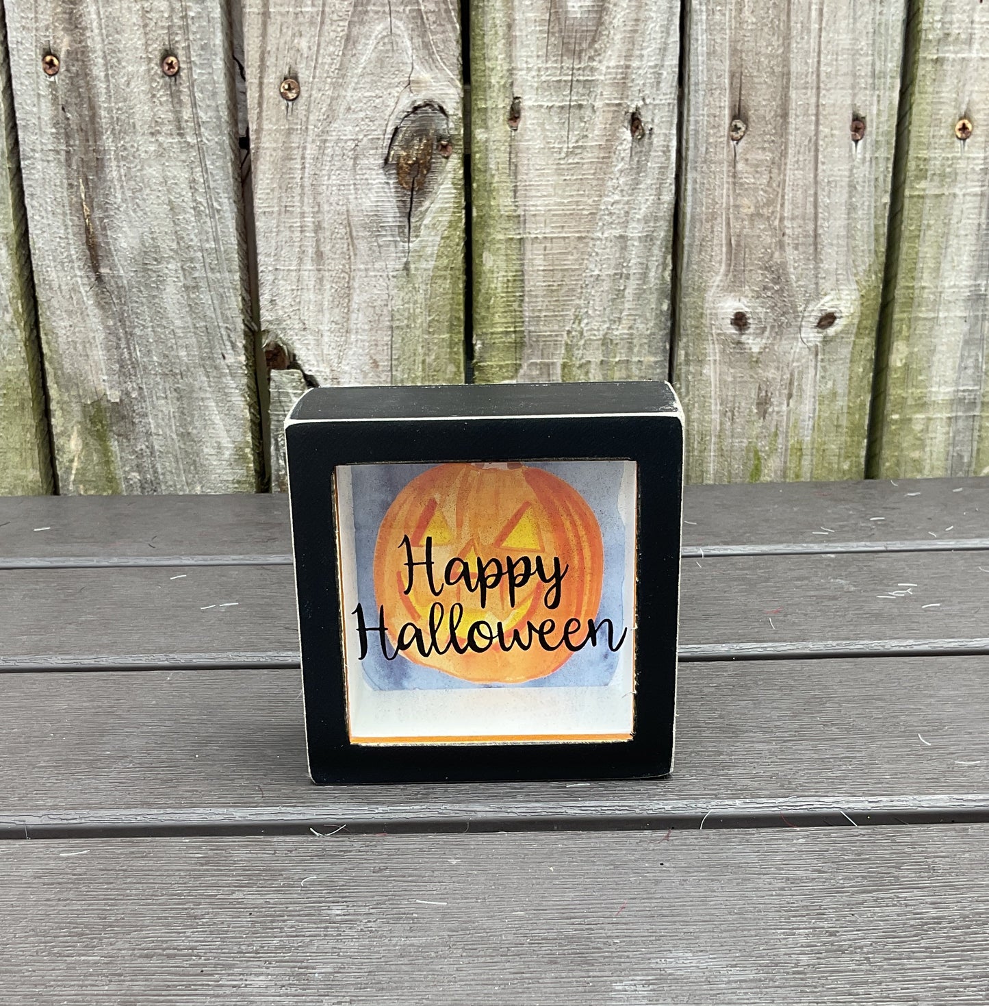 PBK Halloween Decor - Happy Pumpkin Glass Shadow Box