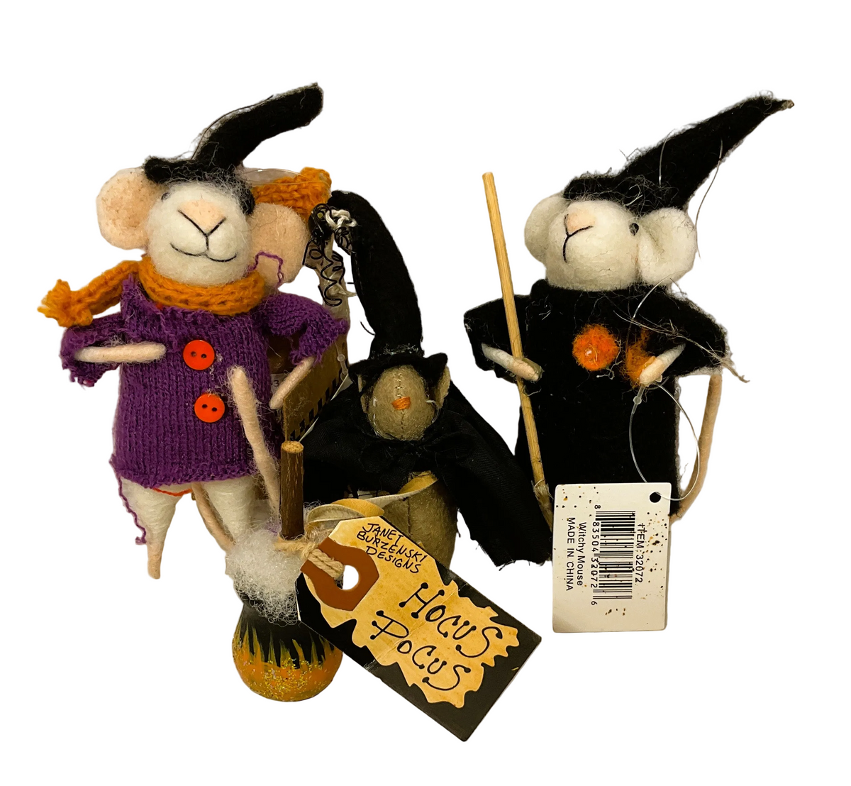 PBK Halloween Decor - Felt Mouse Critters 3pc Set