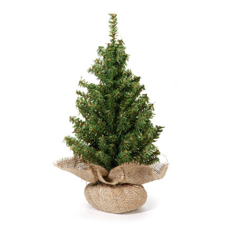 Darice Christmas Decor - Artificial Canadian Pine Tree with Burlap & Wood Base 18-inch