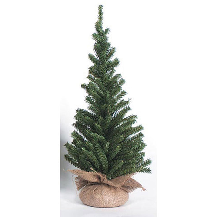 Darice Christmas Decor - Artificial Canadian Pine Tree with Burlap & Wood Base 24-inch