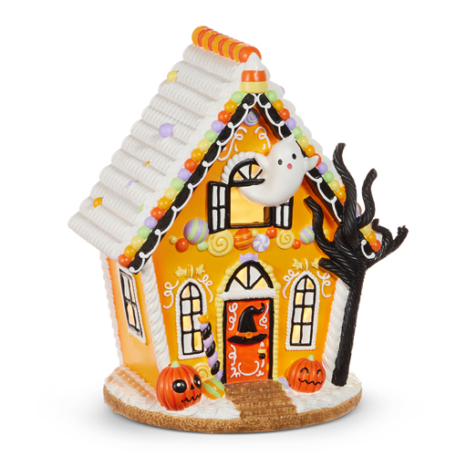 Raz Imports Halloween Decor - Candy Corn Gingerbread Lighted House 12inch