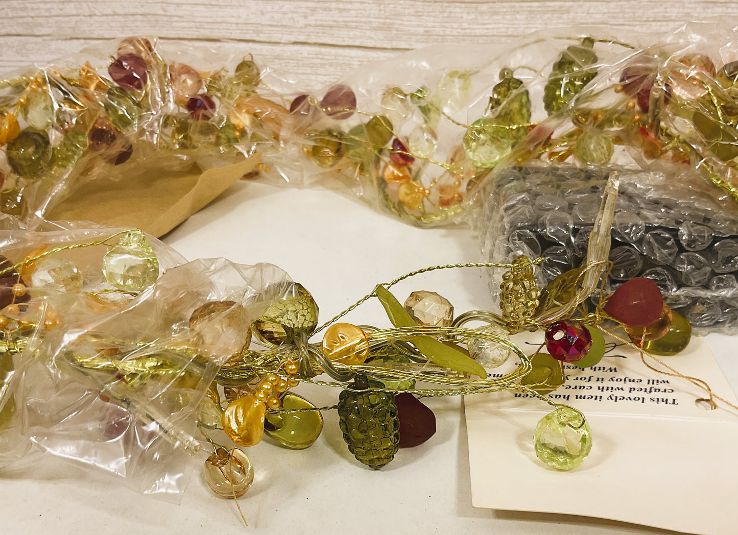 RAZ Imports Fall Decor - Beaded Fruit Lighted Garland by Valerie Parr Hill 6ft