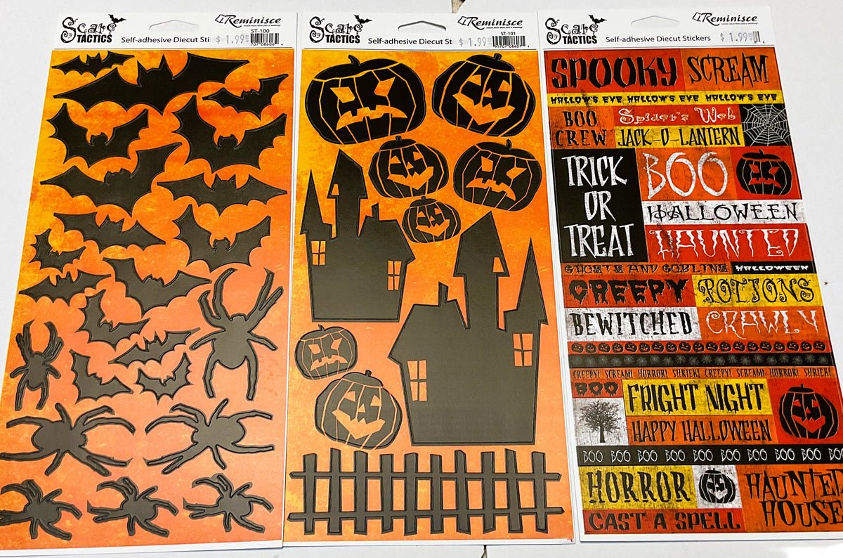 Reminisce Halloween Craft Supply - Icons and Words Paper Stickers 3 sets