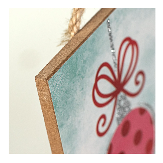 CO Christmas Decor - Retro Pink Merry MDF Wood Door Wreath Sign 12.5-inch