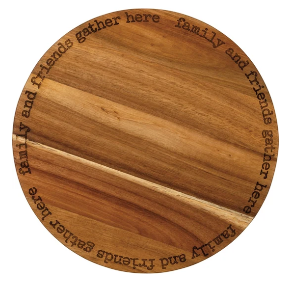 PBK Fall Home Decor - Friends and Family Gather Here Wood Lazy Susan