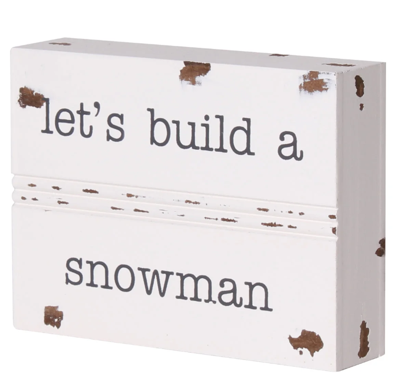 CP Christmas Winter Decor - Snowman Theme Block Tier Tray Sign