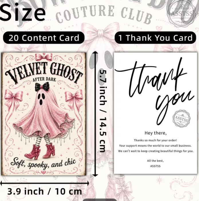 TM Halloween Craft Supplies -  Cute Pink Ghost Postcard Journal Cards 21pk