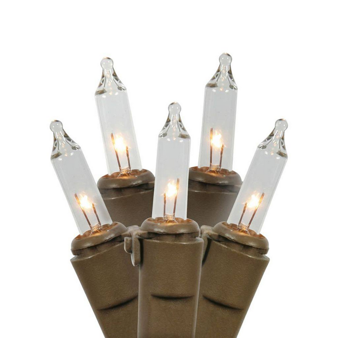 Darice Fall Decor - 10ct Soft Clear Bulb Miniature Light Strand Wire Brown