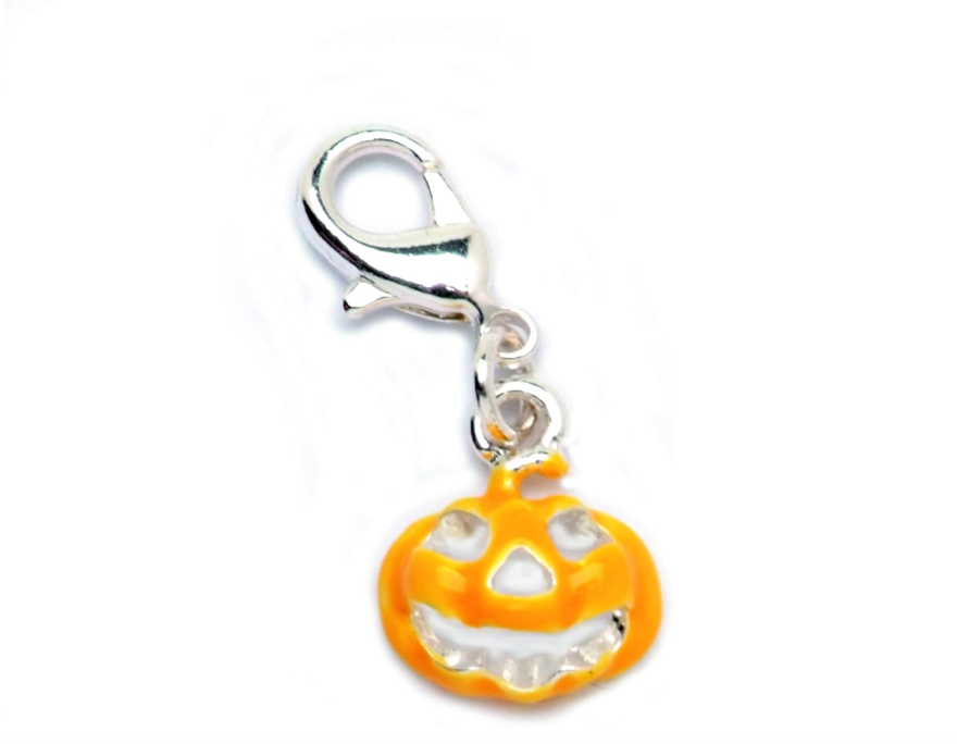 Darice Halloween Craft - MINI Yellow Pumpkin Charm Lobster-claw