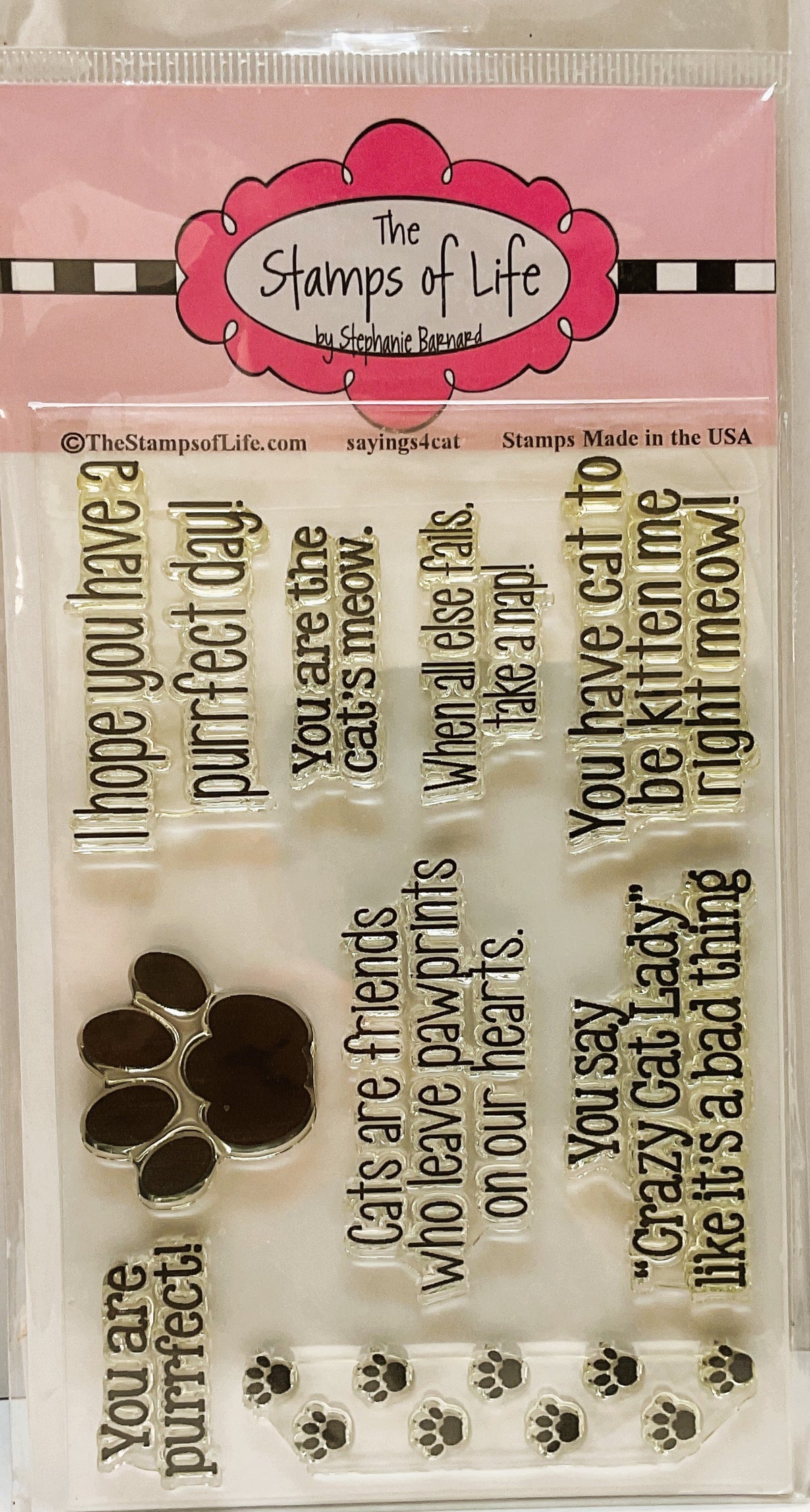 Lawn Fawn Craft Supply - Stamps Clear Cat Theme Sentiments Set