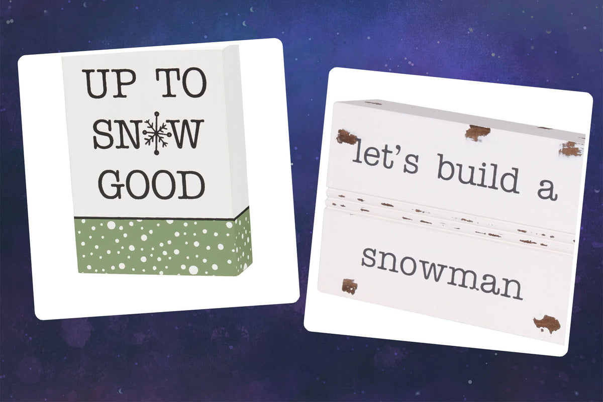 CP Christmas Winter Decor - Snowman Theme Block Tier Tray Sign