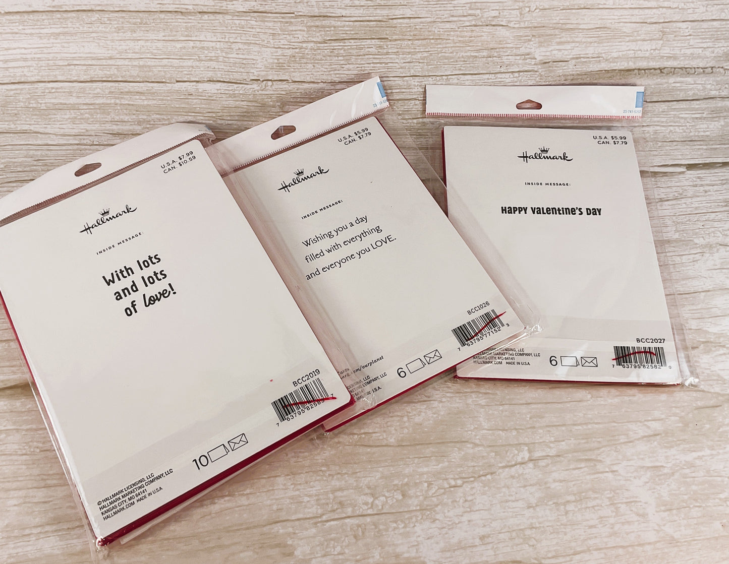 Hallmark Valentines Cards - Happy Heart Day XOXO - 3 Sets