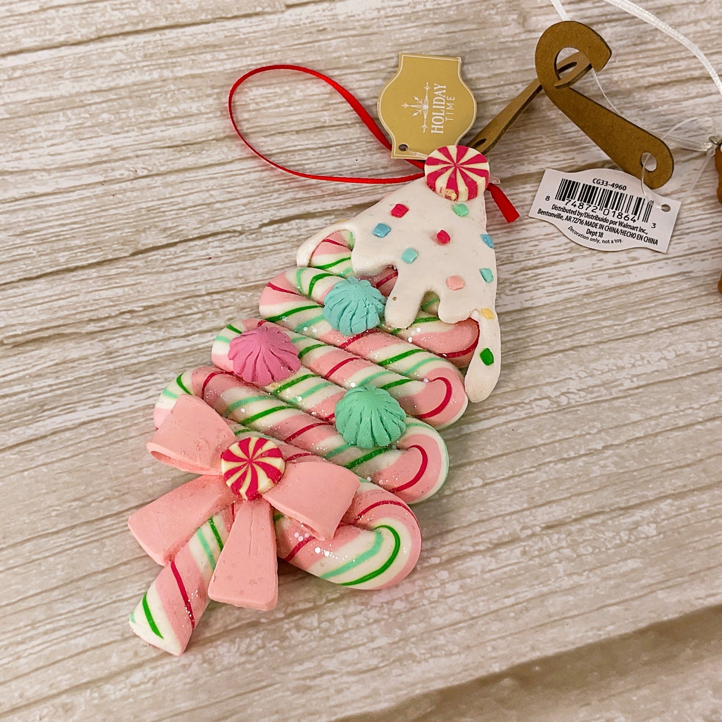 WM Christmas Decor - Faux Pastel Gingerbread Cookie Ornaments 2pc Set