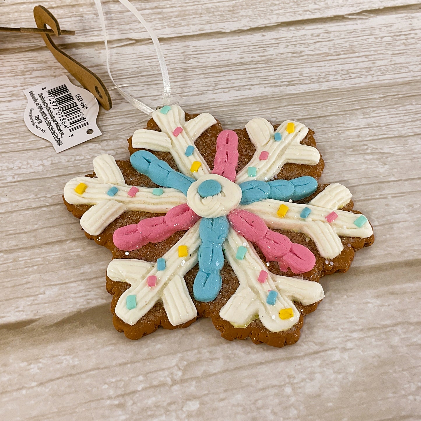 WM Christmas Decor - Faux Pastel Gingerbread Cookie Ornaments 2pc Set