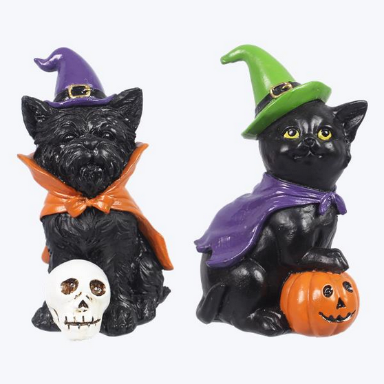 YI Halloween Decor - Resin Cats in Costume Figurines 2pc Set #85203