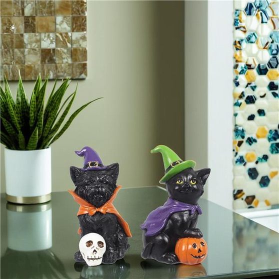 YI Halloween Decor - Resin Cats in Costume Figurines 2pc Set #85203