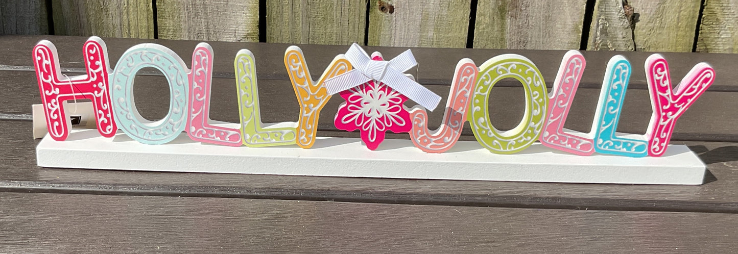 Young's Christmas Decor - Retro Cookie Cut-Out Holly Jolly Jingle Signs 2pc Set