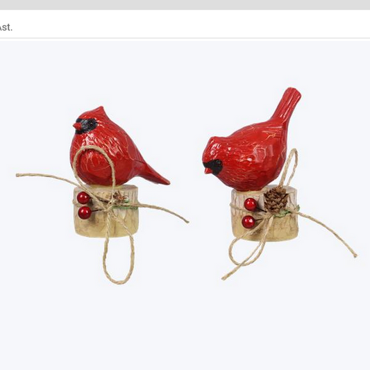 YI Christmas Decor - Resin Woodland Red Cardinal 2pc Set