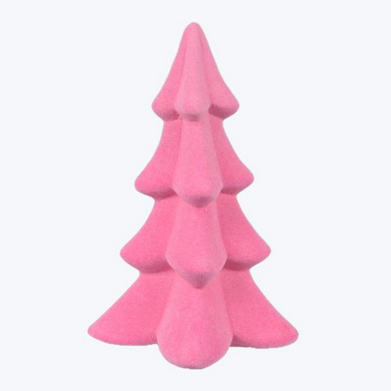 YI Christmas Decor - Ceramic Flocked Pink Tree Multiple Sizes