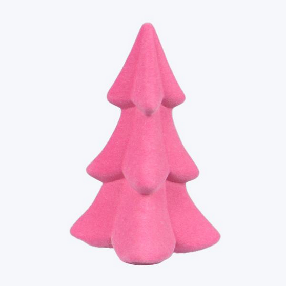 YI Christmas Decor - Ceramic Flocked Pink Tree Multiple Sizes