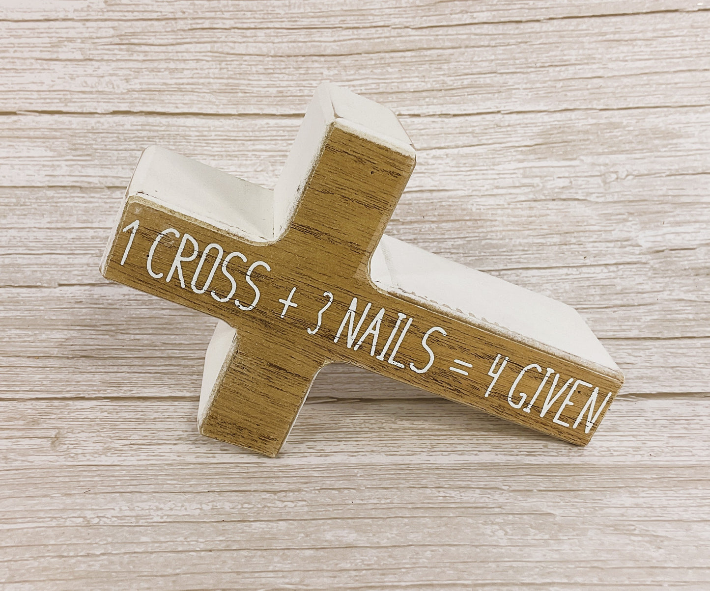 Youngs Easter Decor - Religious Block Cross Chunky Sitter Sign