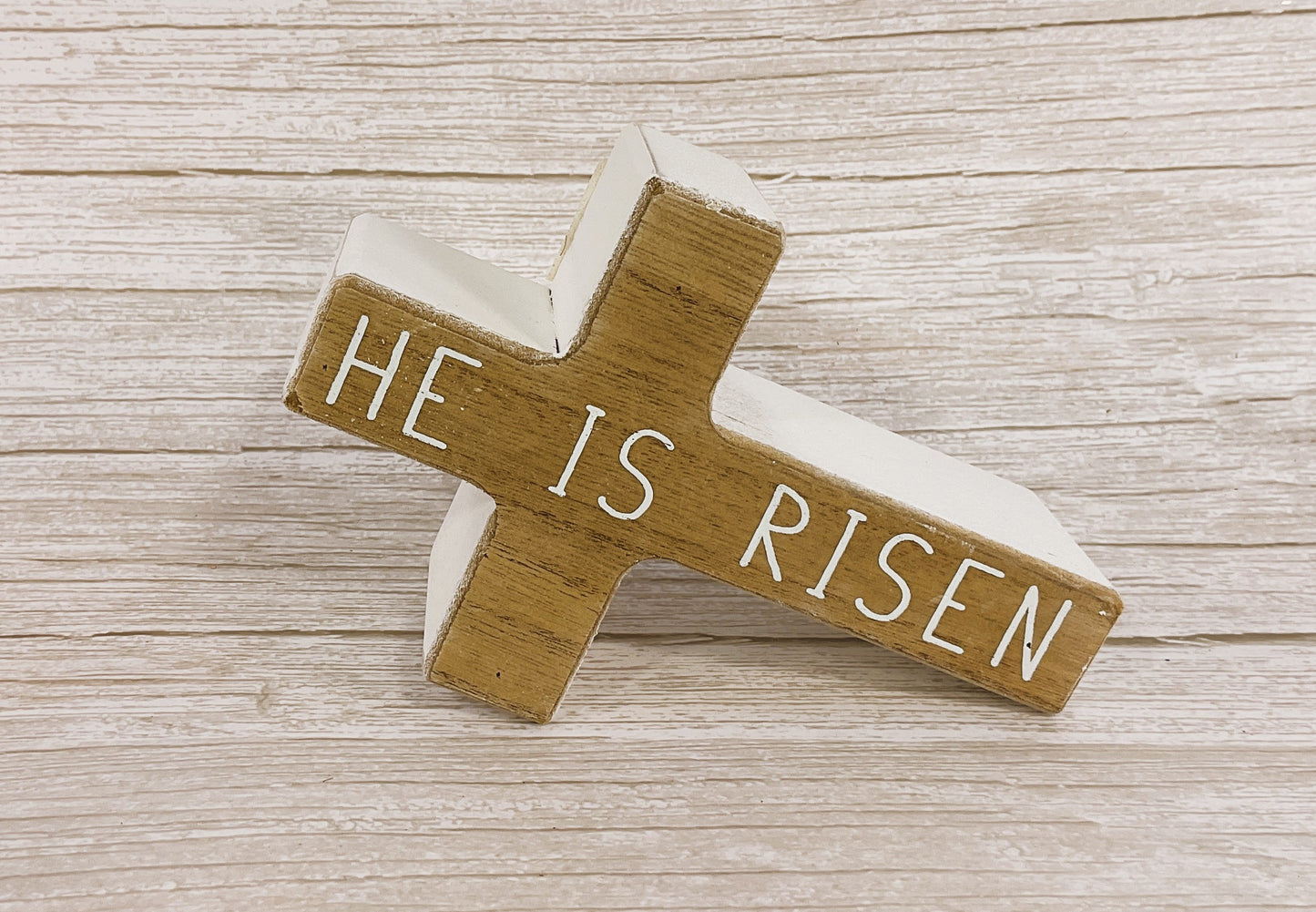 Youngs Easter Decor - Religious Block Cross Chunky Sitter Sign