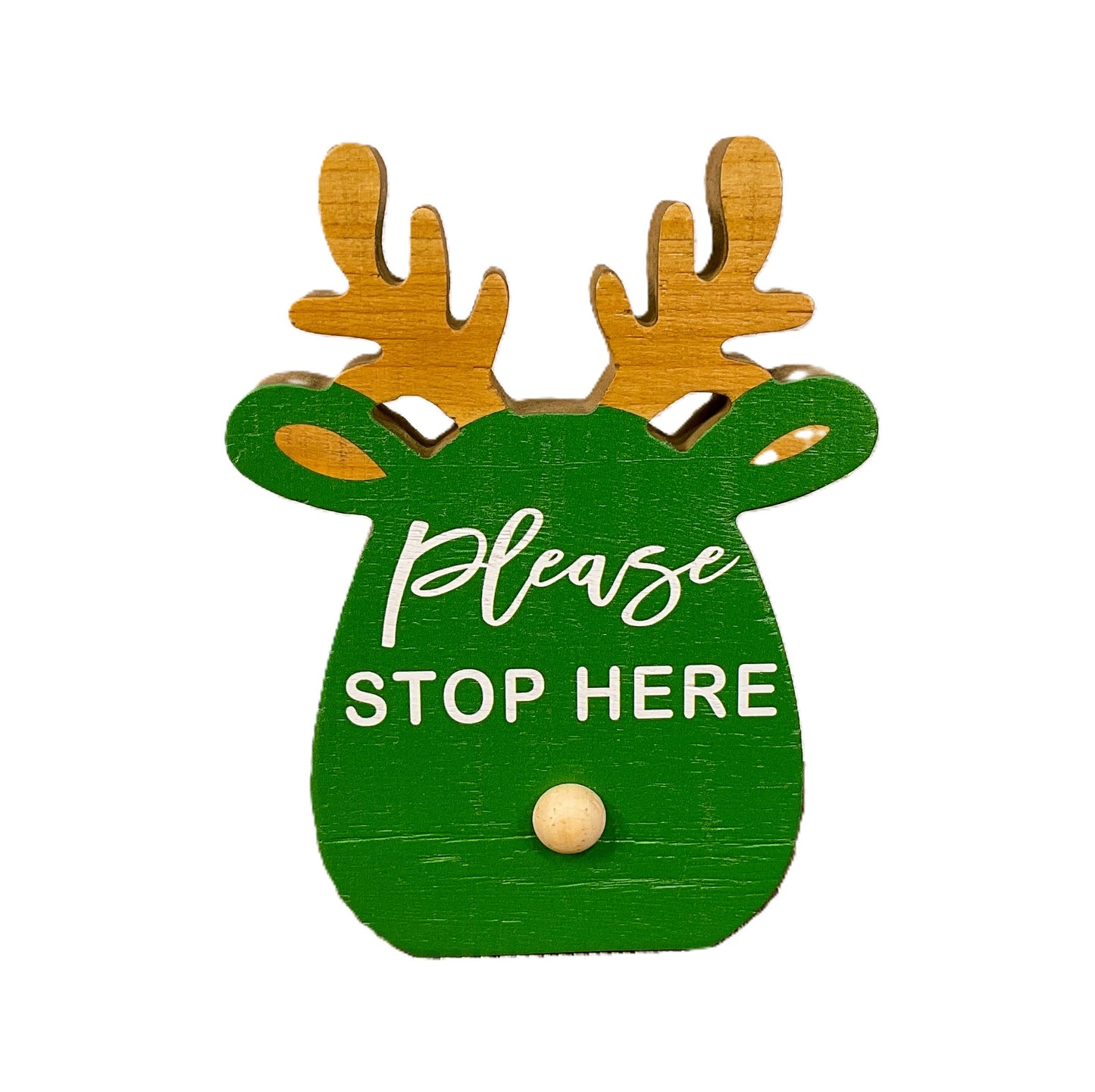 YI Christmas Decor - Whimsy Reindeer Head Chunky Wood Sitter