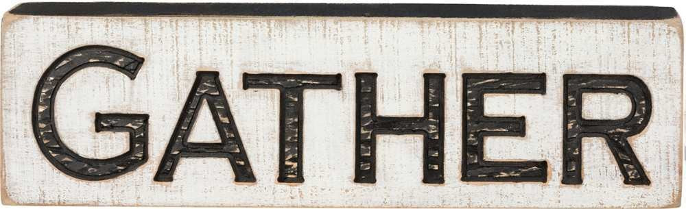 Primitives by Kathy PBK Fall Autumn Decor - Gather Carved Wood Mantle Sign