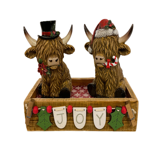 AGSD Christmas Decor - Highland Cows Resin Tabletop Figurines 3pc