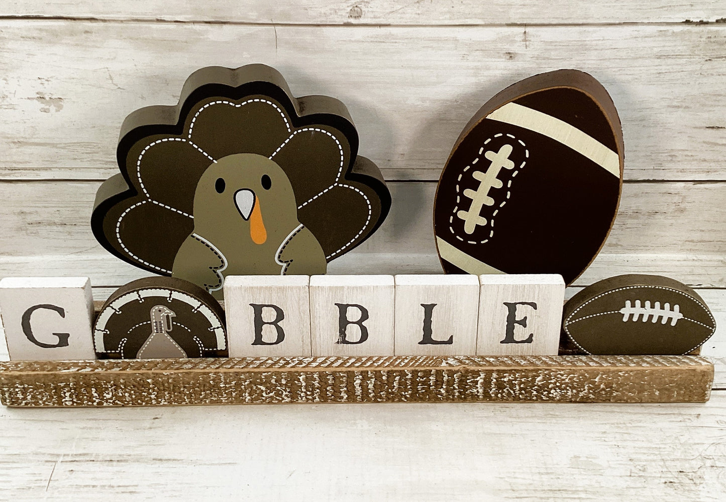 Bundle Fall Decor - Gobble Tile Sign Turkey Football 3pc Set