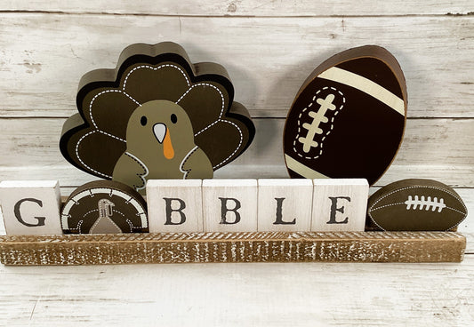 Bundle Fall Decor - Gobble Tile Sign Turkey Football 3pc Set