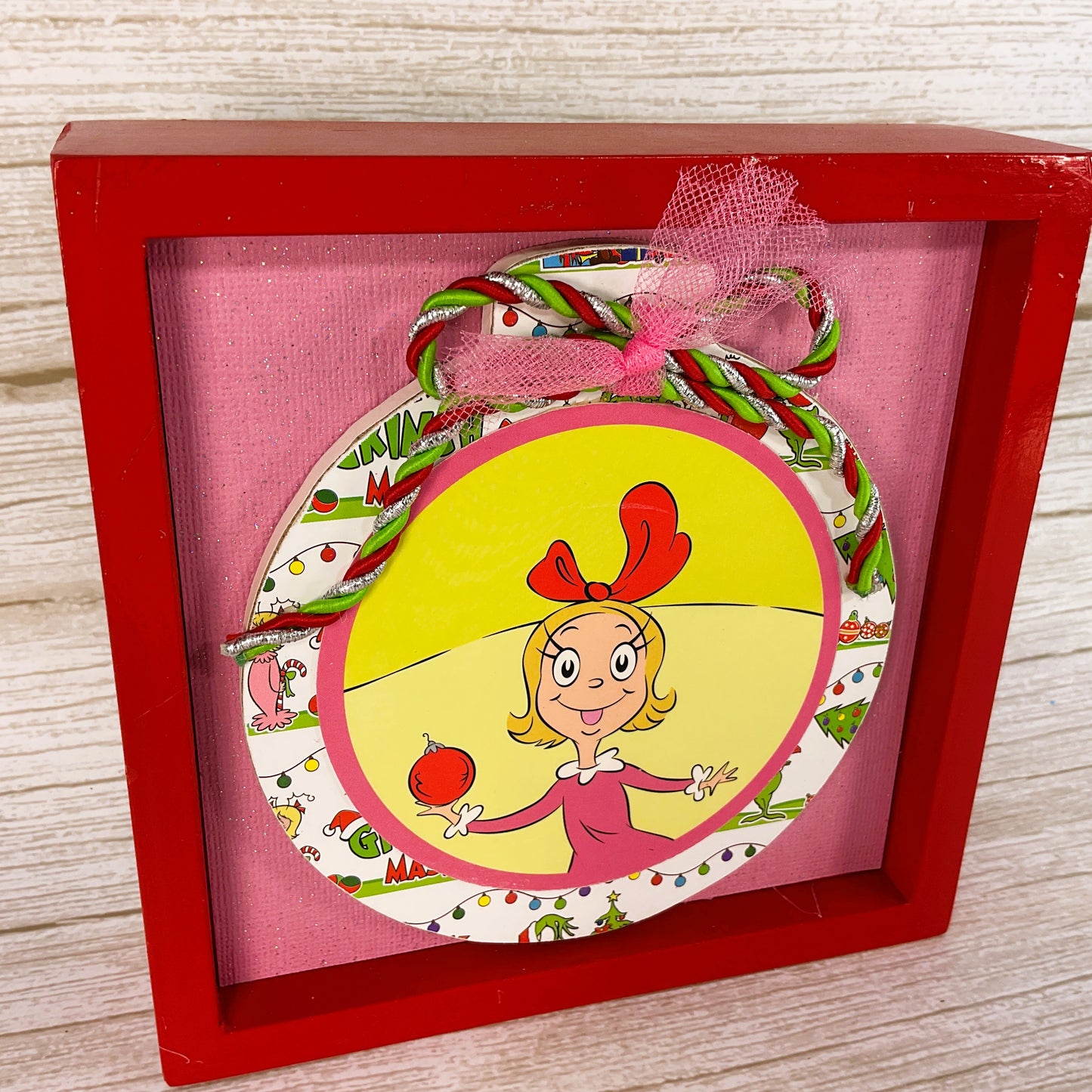 AGSD Christmas Decor - Cindy Whimsy Pink Inset Tabletop Sign