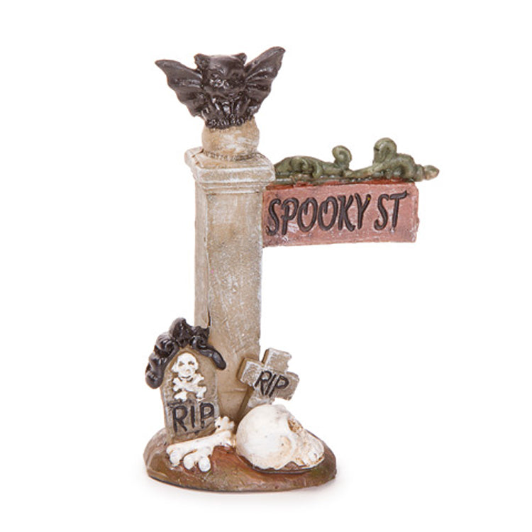 Darice Halloween Decor - RIP Spooky Street Sign Fairy Garden Resin Figurine