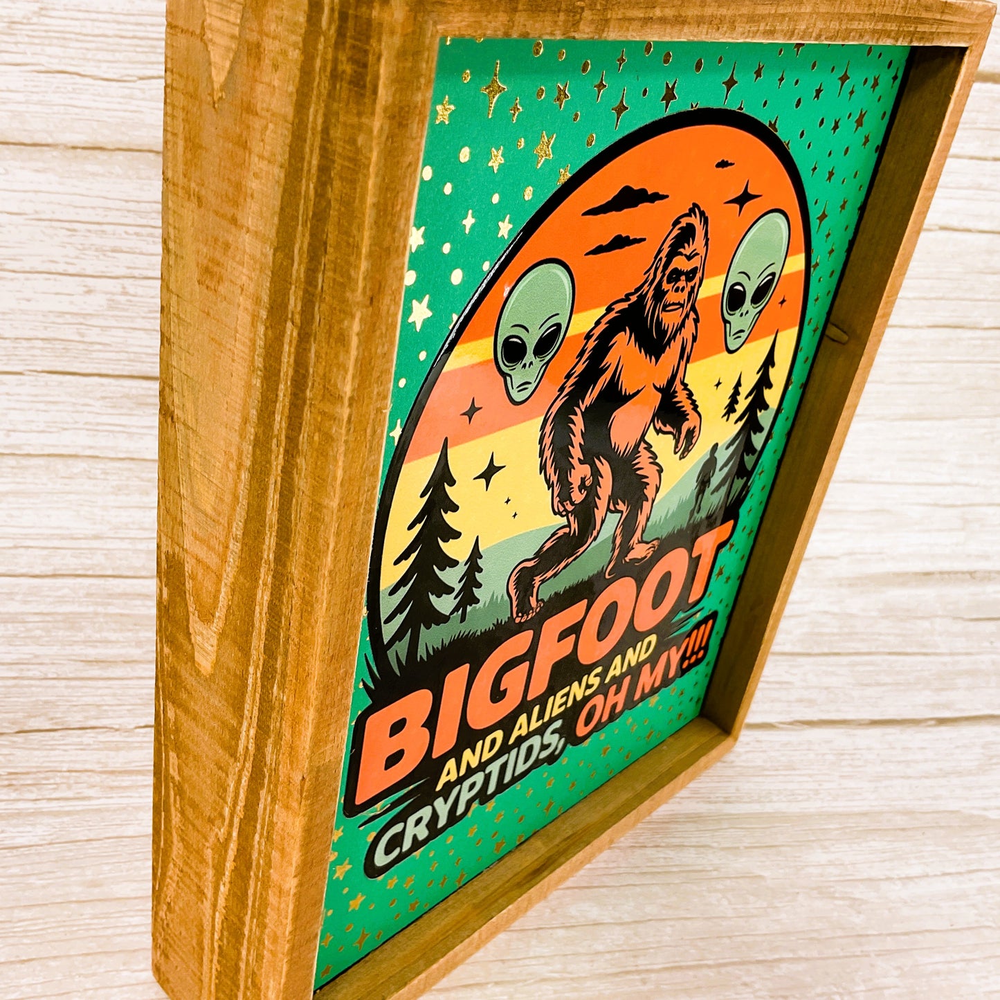 AGSD Home Decor - Bigfoot Aliens Cyrtids Oh My Inset Box Sign TEAL