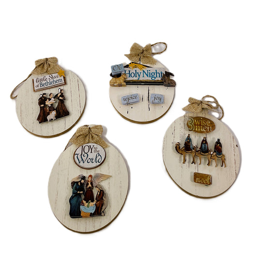 AGSD Christmas Decor - Nativity Theme 3-D Ornaments 4pc Set